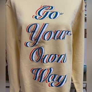 ORIS YELLOW CASUAL SWEATSHIRT RAINBOW 🌈”GO YOUR OWN WAY” LOGO PRIDE SIZE MEDIUM